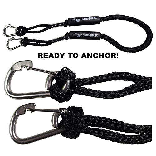 SandShark Premium Anchor Bungee Dock Line. 2pcs Carabiner Clip 5/16" inch (8mm) Stainless Steel 316 Marine Grade Safety Clip, Spring Hook, Rope Buckle Lock