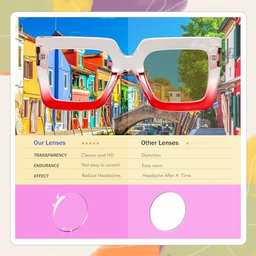 Image of Oversized Blue Light Blocking Glasses with Chic Square Frame for Women Men Multicolor