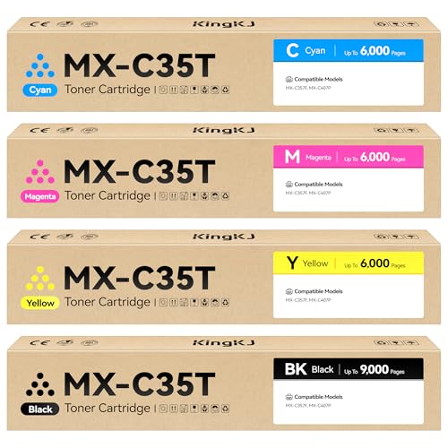 Image of MX-C35T MXC35T Toner Cartridge Set Replacement for Sharp MX-C35TB MX-C35TC MX-C35TM MX-C35TY Toner Compatible with Sharp Color MX-C357F MX-C407P Laser Printer Ink (Black?Cyan?Magenta?Yellow 4-Pack)