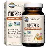 Garden of Life Organics Extra Strength Turmeric Inflammatory Response 60 Tablets-100mg Curcumin (95% Curcuminoids) Black Pepper, Probiotics, Organic Non-GMO Vegan Gluten Free Herbal Supplement