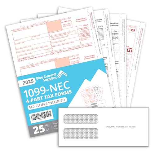 Enveloppes 1099-NEC QuickBooks autocollantes lot de 25 pièces pour logiciel comptable