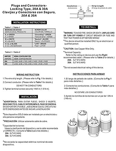 Superior Electric YGA017-KIT 30 Amp 250 Volt Male Female Twist Lock 3 Wire Plug Nema L6-30P/30R (YGA017 + YGA017F)