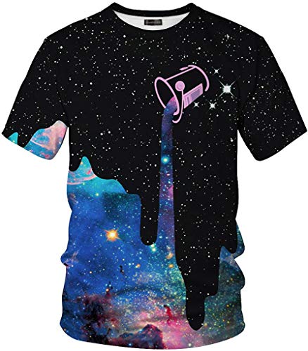 jeansian Unisex Herren Damen Realistic 3D Digital Print Couples Short Sleeve T-Shirts Casual Tees LYT046 Blue M