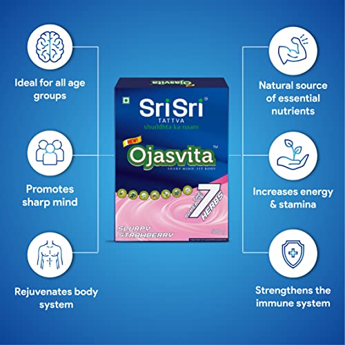 Image of Sri Sri TATTVA shuddhta ka naam Ojasvita Strawberry - Drink Mix For Sharp Mind & Healthy Body - 500G (Pack Of 2), Fresh, 1000 Gram