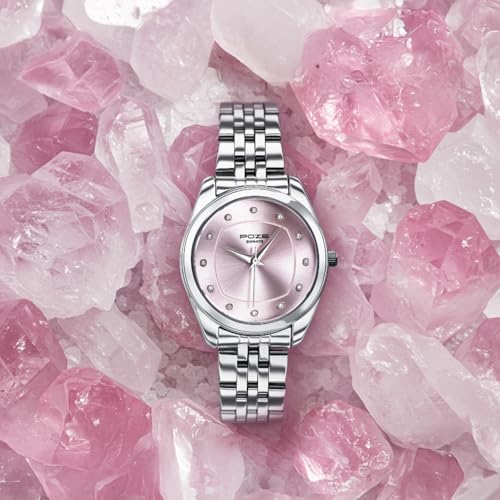 Image of Sonata Poze 7 Analog Pink Dial Silver Sheet Metal Strap Watch for Women - SP80146SM01W