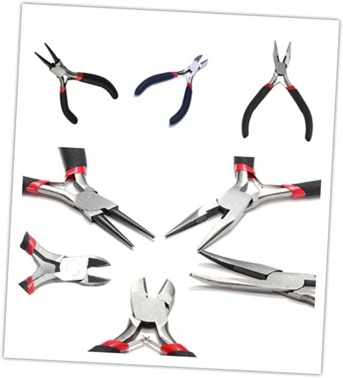 5 Pcs Jewelry Pliers Set Spring Loaded Repair Tools for Crafting Beading DIY Jewelry Making Kit Compact Mini Hand Tools