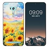 WUACYEAMING für Asus Zenfone Selfie ZD551KL Hülle,Mode Schutzhülle Schwarz Handyhülle mit Aesthetic Muster Weich Silikon Dünn TPU Stoßfeste Kratzfest Schutzhülle Cover-Sonnenblume
