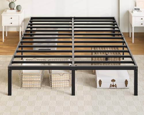 Image of Allewie Full Size Bed Frame, 14 inch Metal Platform Beds with Storage Space, No Box Spring Needed and Easy Assembly, Black