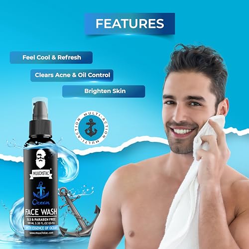 Muuchstac Ocean Face Wash for Men | Fight Acne & Pimples, Brighten Skin, Clears Dirt, Oil Control, Refreshing Feel - Multi-Action Formula (3x100 ml) (Image - 2)