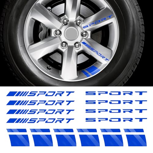 Image of 14 PCS Rim Decal Stripe for 18-21 Inch Wheels - Reflective Car Wheel Accessory, Available on Most Models (Blue)