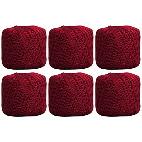 Image of ThreadArt 100% Cotton Crochet Thread Size 3, 6 Ball Pack, Burgundy 37 | Soft pure cotton crochet thread for lace, doilies, amigurumi and crafts. Smooth finish with crisp stitch definition.