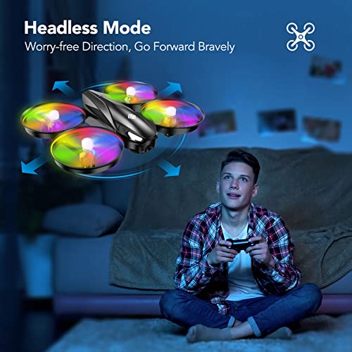 Sansisco A31 Drone For Kids, Rc Drone For Toy With Colorful Led Lights, 3 Speeds, 3D Flips, Gifts Kids Drones, Easy To Control With 2 Batteries, Headless Mode, Altitude Hold #TOP5