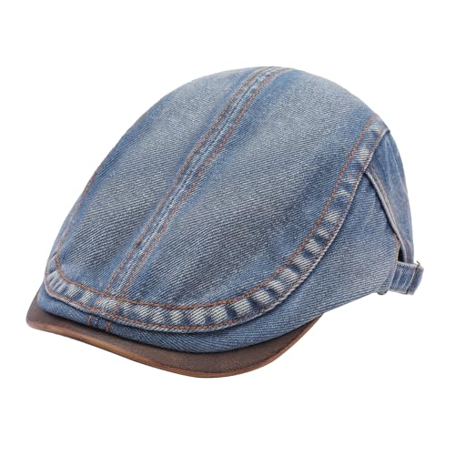 Image of ZLYC Men Cotton Flat Cap Summer Scally Ivy Gatsby Newsboy Beret Driver Cabbie Hunting Hat
