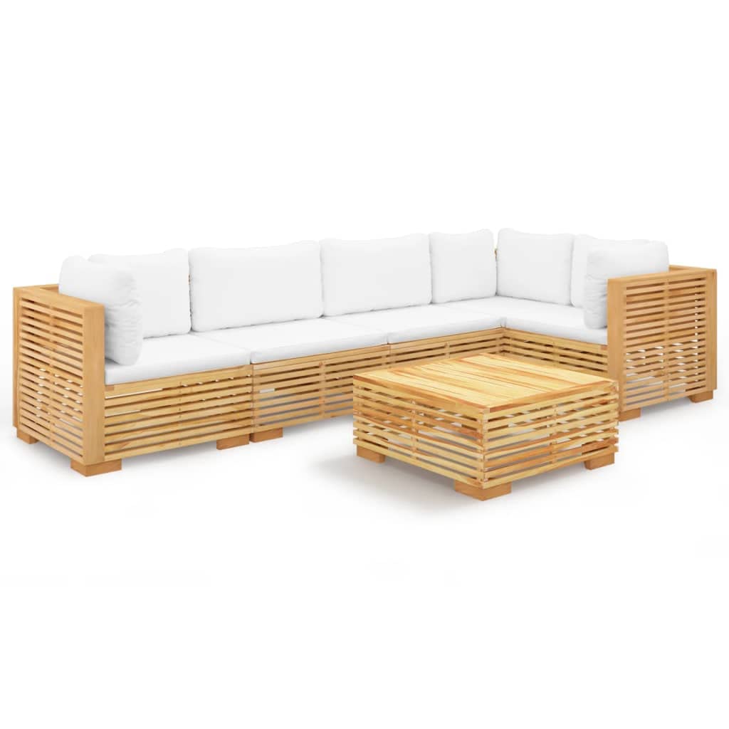 vidaXL Juego Muebles de jardín 6 Piezas y Cojines Madera Maciza Teca