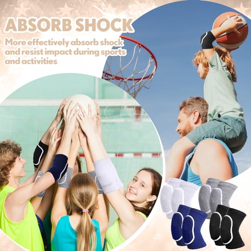 Foilswirl 12 Pairs Elbow Pads Bulk for Team Training Volleyball Arm Sleeves Knee Pads Sponge Support Breathable Compression Braces Volleyball Gear for Women Men Basketball Tennis Football, 4 Colors - Thumbnail 3