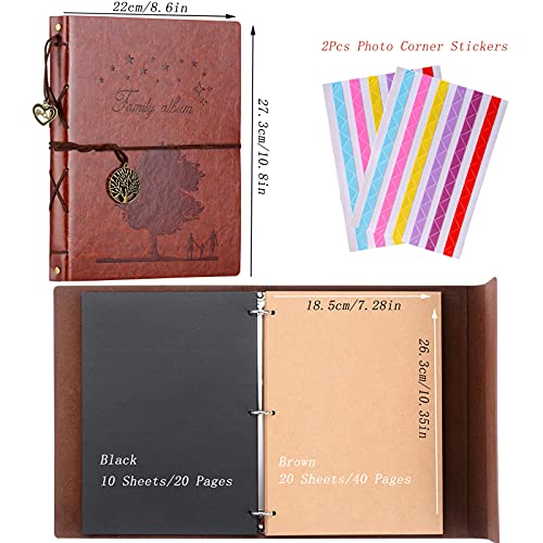 Zeeyuan Scrapbook Album Leather Photo Album Memories Diy Scrap Book 10.8"X8.6" Large Family Photo Book Refillable 60 Pages For Anniversary Valentines Birthday Gifts #TOP1