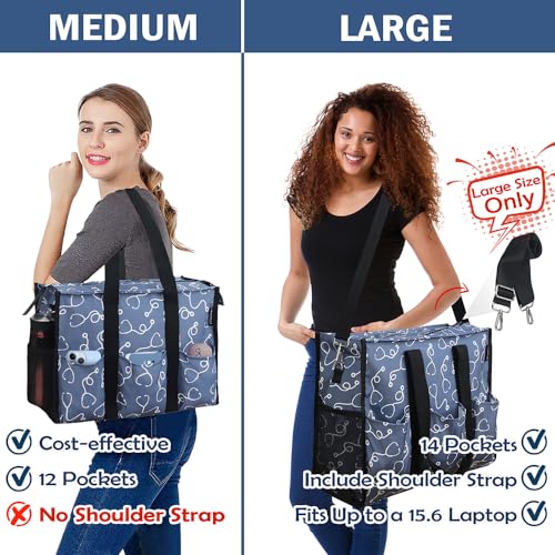 Image of Nurse Bags for Work Nursing Bag Multiple Pockets Waterproof Organizing Zip Top Clinical Bag for Nursing Students Home Health