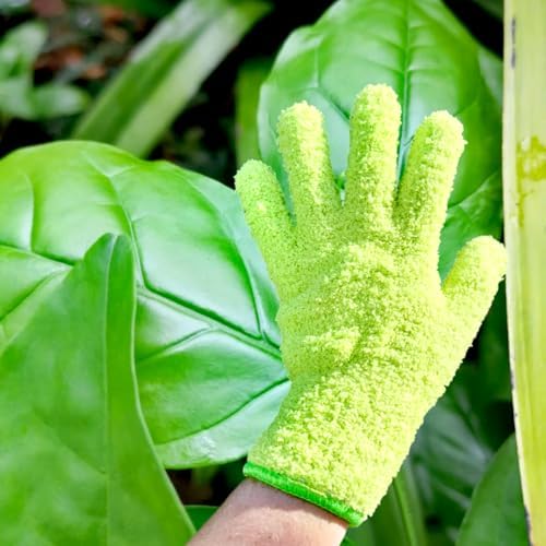 Microfiber Gloves for Plant Dusting, Dusting Gloves for Plants, Gentle Leaf Shine