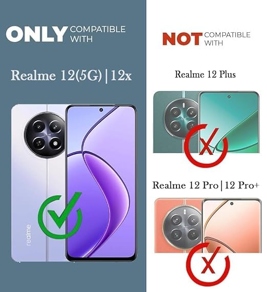 Image of Jkobi Lifetime Anti-Yellow MagSafe Compatible Clear Back Cover Case for Realme 12 | Realme 12X (Sleek Hard Crystal | Shockproof and Camera Protection)