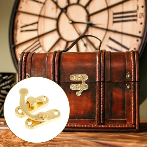 Image of Brass Solid Padlock Hasp 10 Pcs Mini Swing Arm Clasp Vintage Hasp Gold Decorative Hasp with 40 Screws for Wooden Box Jewelry Box Gift Case