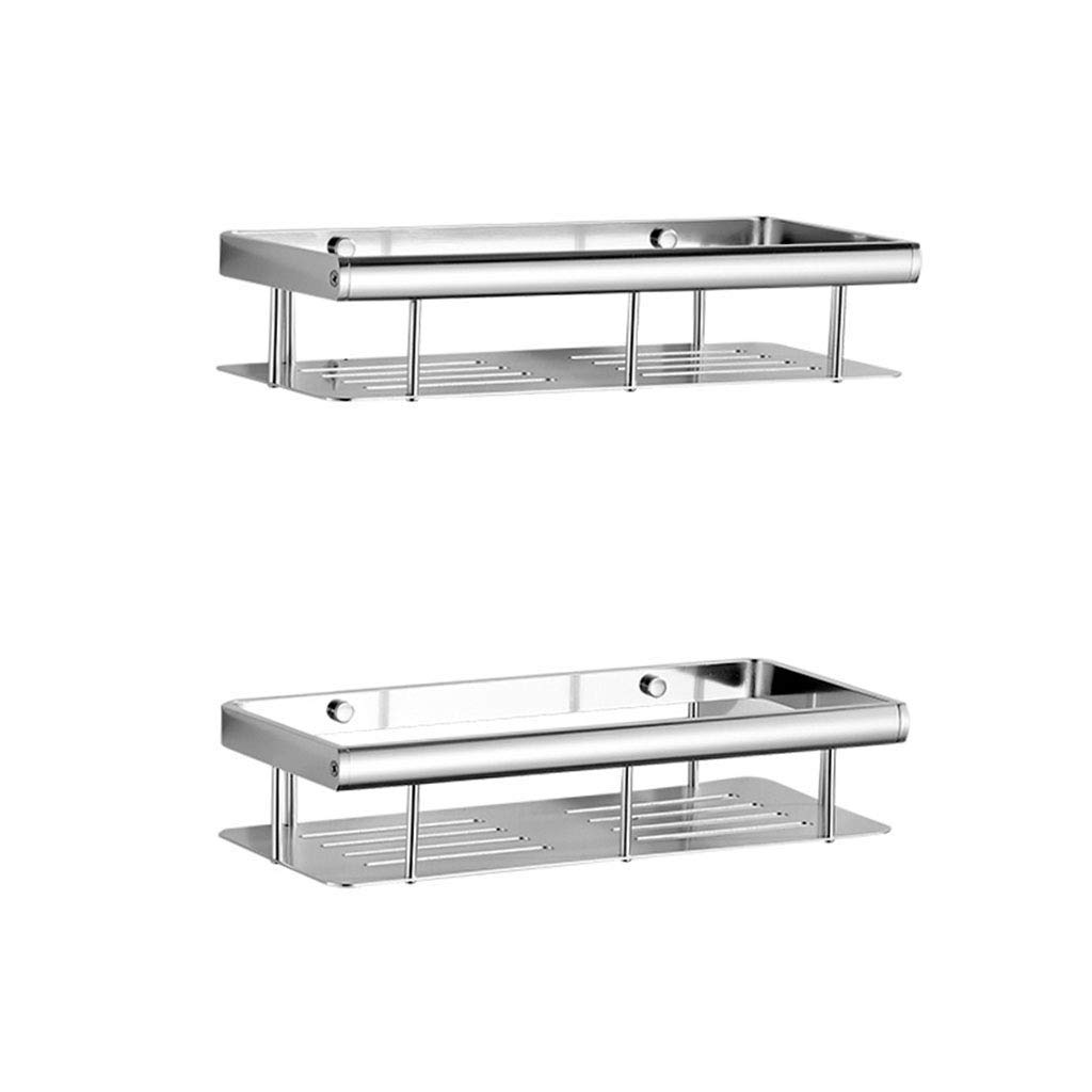 GFAZXDS Multi-Layer Bathroom Shelf Simple Shower Caddy Basket Kitchen Storage Spice Rack Wall-Mounted Punching Space Aluminum Shelf Two