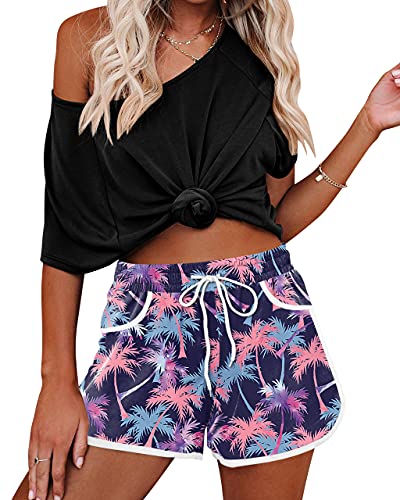 Image of For G and PL Women Summer Floral Beach Boardshorts with Pockets Swim Trunks