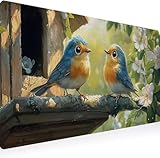 Mouse Pad-Alfombrilla Ratón XXL 1500 x 800 mm, Grande Mousepad Base de Goma Antideslizante, Superficie Resistente a Salpicaduras,protección de Escritorio, Portátil, Aves Nido De Pájaro B0J-142