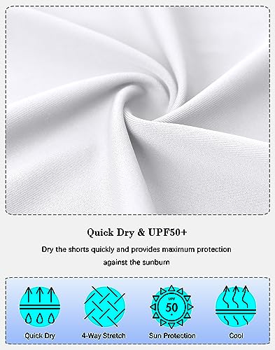 Image of SANTINY Women's High Waisted Swim Shorts with Pockets UPF50+ Long Board Swimming Shorts for Women with Liner