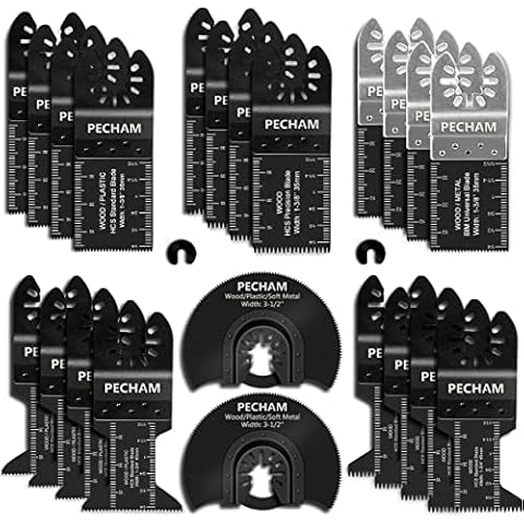 PECHAM 24PCS Universal Wood Metal Oscillating Multitool Quick Release Saw Blades Fit Porter Cable Black & Decker Rockwell Ridgid Ryobi Milwaukee Chicago Craftsman Cover