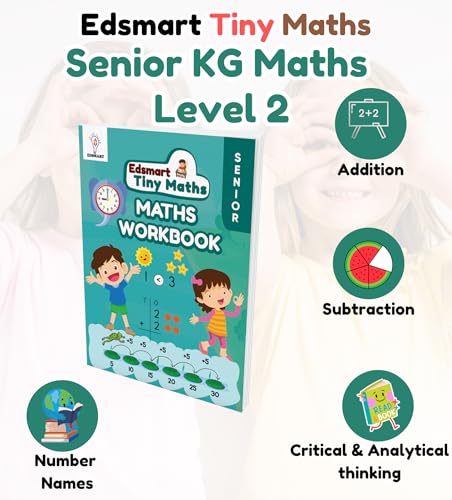 Image of Edsmart Tiny Maths- Senior KG Maths Book - Kids Activity 5+ Years / CBSE UKG Maths books for kids / Kindergarten Maths Activity Text Books / Picture books / Teaches Numbers, Addition & Subtraction