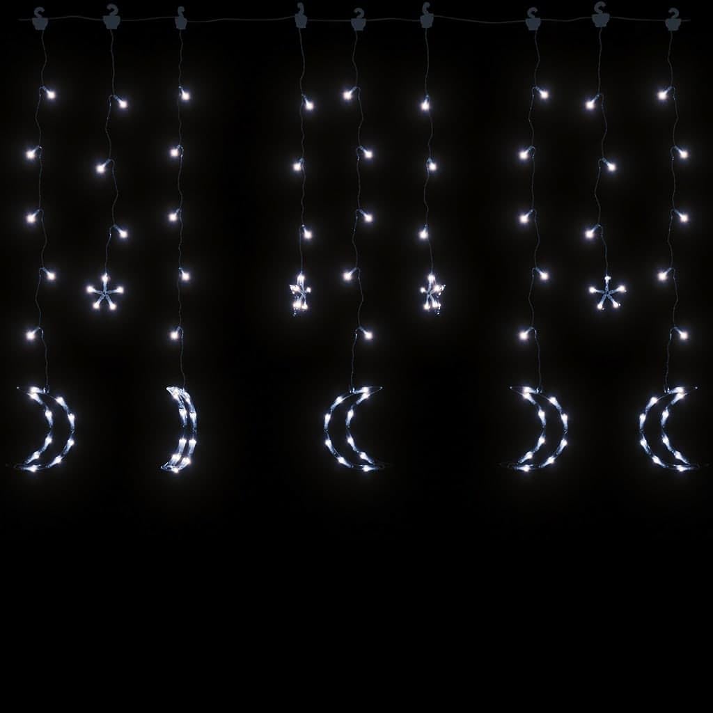 Catena luminosa stelle e lune con 345 LED, bianco freddo, 5.3 x 0.9 m