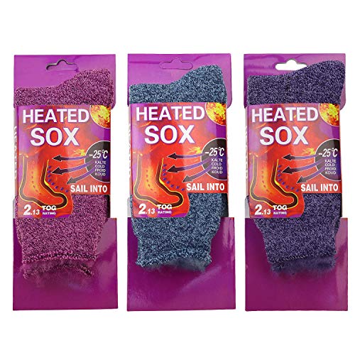 Falari 3-Pack Heated Sox Insulated Thermal Socks Heavy Thick Crew Socks for Winter Men & Women