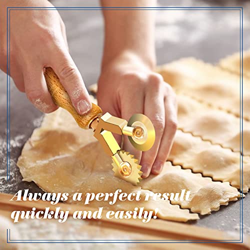 LA GONDOLA Brass & Wood Pasta Cutter Wheel - Essential Tool for Home and Business | Italian Craftsmanship | Ravioli Slicing Tool - Image 6