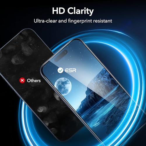 ESR 3 Pack for iPhone 15 Pro Tempered Glass Screen Protector, 2.5D Curved Edges, Full-Coverage Military-Grade Protection, Scratch Resistant Screen Guard 8 51 2ERC5 fL