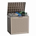 MAIUSCOLI 31 Gallon Deck Box, Lockable Waterproof Outdoor Storage Boxes For Garden Tools,Indoor Cushions,Accessories Outside Storage Resin Weatherproof Container(Grey)