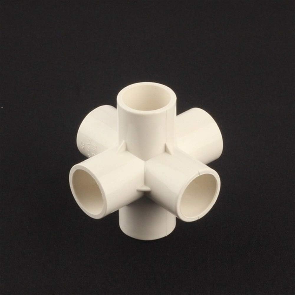 Raccords de tuyaux en PVC, 2 pièces 20 mm, 25 mm, 32 mm, 40 mm, 50 mm, connecteurs à six voies en plastique PVC, adaptateurs de tubes d'arrosage for jardin, raccords de tuyaux d'eau, conduits(White,40