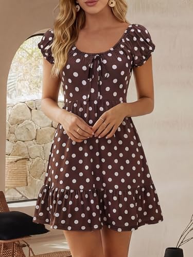 Image of HUHOT Teen Petite Women Floral Short Summer Mini Dresses with Pockets Cute Milkmaid Sundress 2026