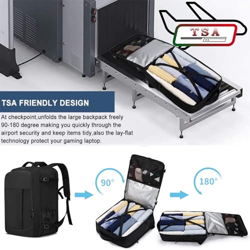 LIGSAN Handgepäck Rucksack 55x40x20 Handgepäck Rucksack für Flugzeug 44L Groß Reiserucksack Handgepäck Tasche 55x40x20cm Reisetasche 55x40x20 Carry-On Rucksack Handgepäck für 18 zoll Laptop, Schwarz