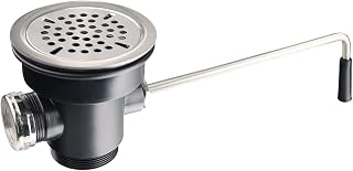 3-1/2 Inch Commercial Sink Drain - PVC Plastic Waste Drain Valve with Lever Handle Kitchen Sink Drain Opening Commercial Sink Stopper Prevents Sink Clogged Overflow for 1/2/3 Compartment Sink