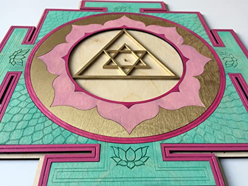 Wooden Ganesh Yantra, With Motif Ganesh Yantra Wall Art Laser Cut, Sacred Geometry, Wall Hanging Meditation Symbol (68X68 Cm (26.8 Inch)) #TOP3