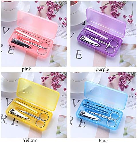 Manicure Set 4Pcs/Set Multifunctional Nail Cutter Set Stainless Steel Nail Correction Nipper Cutters Dead Skin Dirt Pedicure Scissor Set Nail Clippers Pedicure Kit (Color : Yellow)