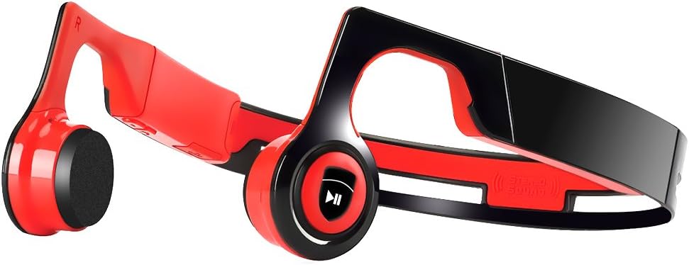 JUHALL Bone Conduction Headphones, Bluetooth V4.2 Earphones Wireless Sports Headset Built-in Mic Sweatproof for iPhone, Android, Other Bluetooth Enabled Devices (Red)