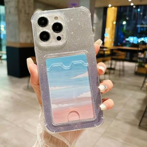 Étui portefeuille iPhone 14 Plus bleu paillettes avec coque antichoc robuste - 4