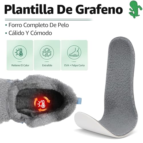 Miniatura 4 de Saguaro Botas Mujer Invierno Botines Hombre Cálido Botas Para Nieve Botines Outdoor Barefoot Zapatos Invierno Zapatillas Minimalistas Azul Claro,Eu Gr.38