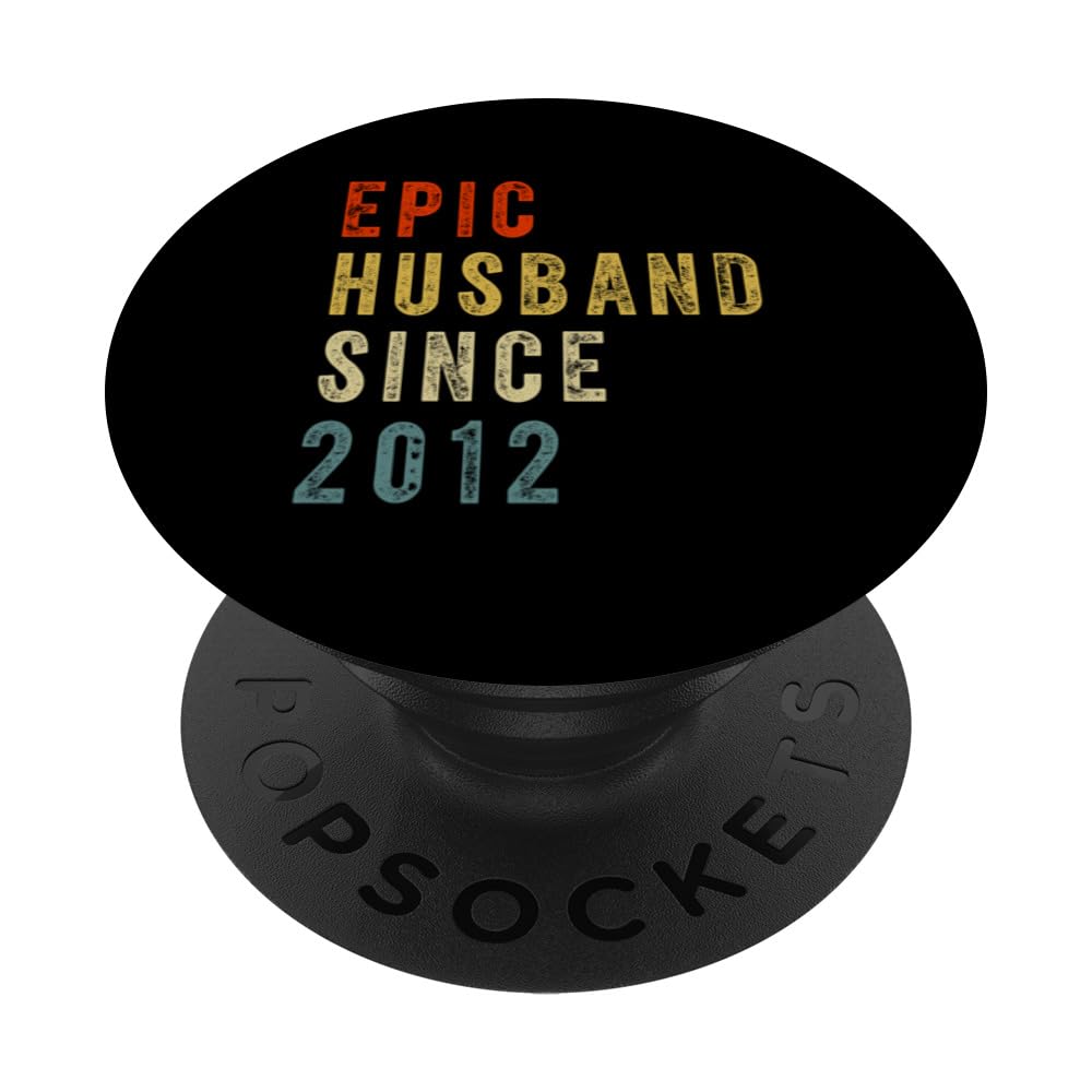 Epic Husband Since 2012 Couple 12th wedding Anniversary Mens PopSockets Swappable PopGrip, Black