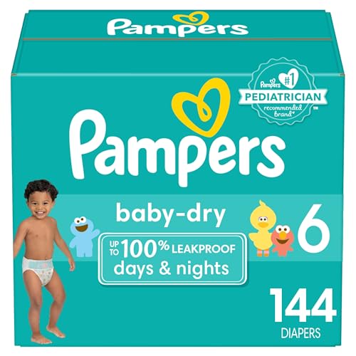 Image of Pampers Baby Dry Diapers - Size 6, One Month Supply (144 Count), Absorbent Disposable Diapers