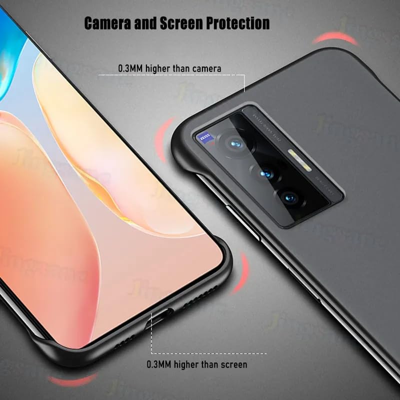 Image of MOBILOVE Back Cover Case for Vivo X70 5G | Stylish Frameless Design with Camera Protection | Hybrid Matte Hard Case | Soft TPU Shock Proof Bumper Back Cover for Vivo X70 5G (Black)