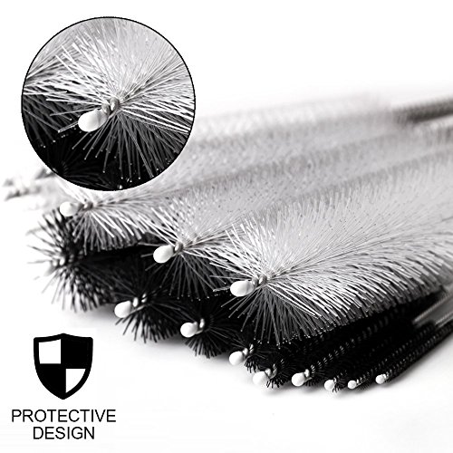 Image of DiCUNO 2 Sets of Cleaning Brushes 8 Inch Nylon Tube Brushes Set with Protective Design [Updated Edition, 1 Set of Super Hard & 1 Set of Medium Hard]