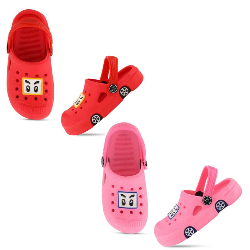 Image of SMARTOTS Pack of 2 Car Design Kids Clogs for Daily Use, Kids Eva Sandals for Boys and Girls with Adjustable Sling Back Strap