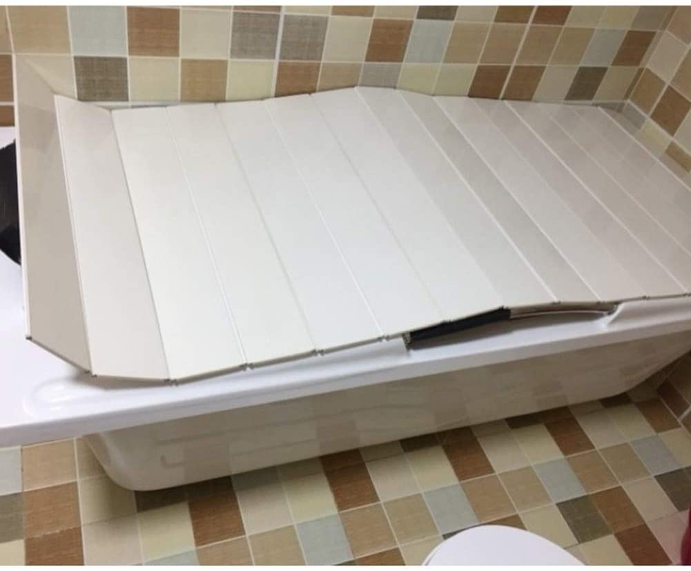 Couvercle d'isolation de baignoire JATIBOSH en PVC blanc pliant